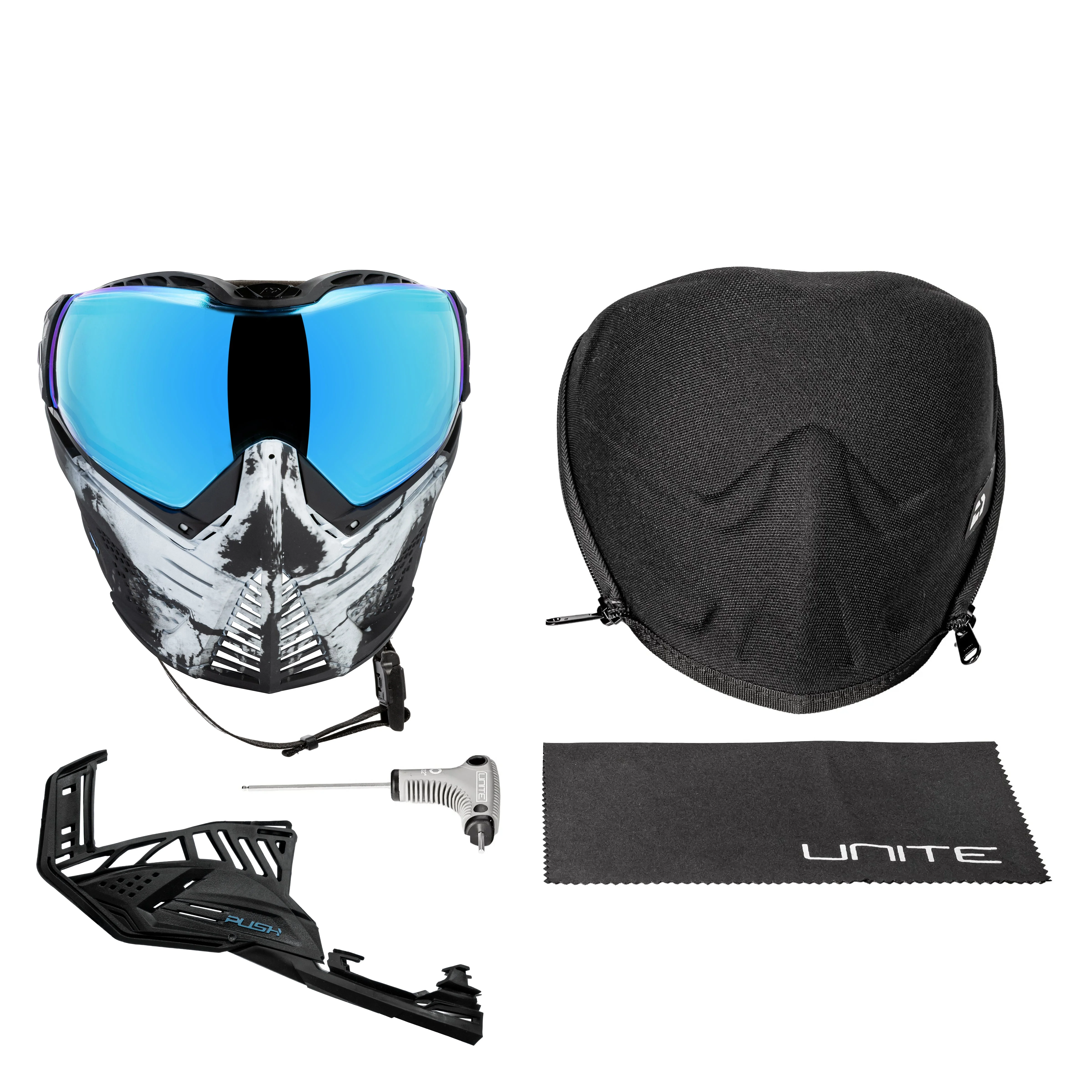 Push Unite Goggle Mk II - Warlord Soul (Black/White Skull) - Blue Lens - Image 8